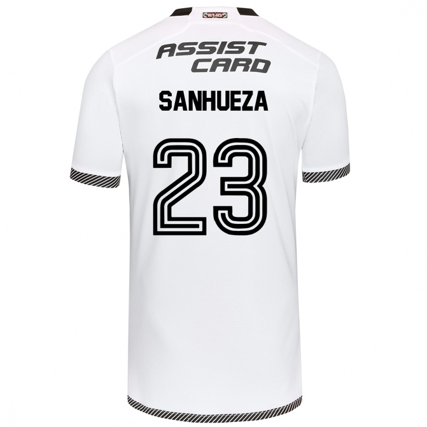 Kids Football Nicol Sanhueza #23 White Black Home Jersey 2024/25 T-Shirt Nz