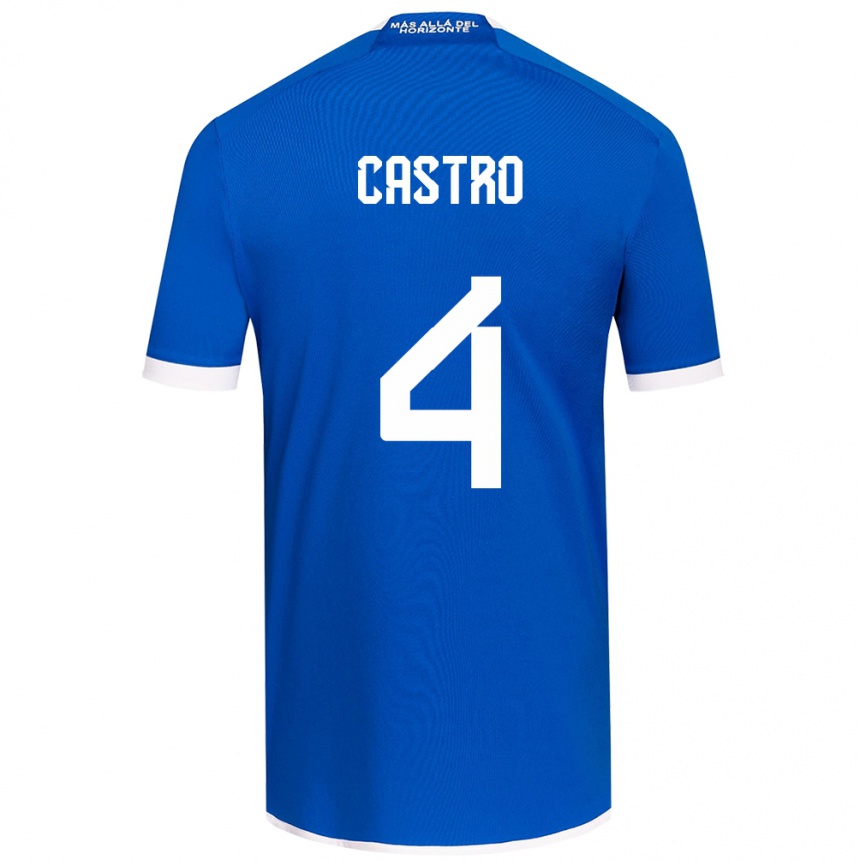 Kids Football José Ignacio Castro #4 Blue White Home Jersey 2024/25 T-Shirt Nz