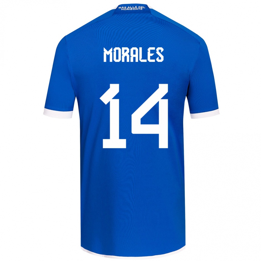 Kids Football Marcelo Morales #14 Blue White Home Jersey 2024/25 T-Shirt Nz