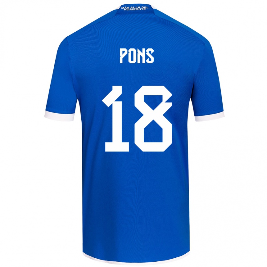 Kids Football Luciano Pons #18 Blue White Home Jersey 2024/25 T-Shirt Nz