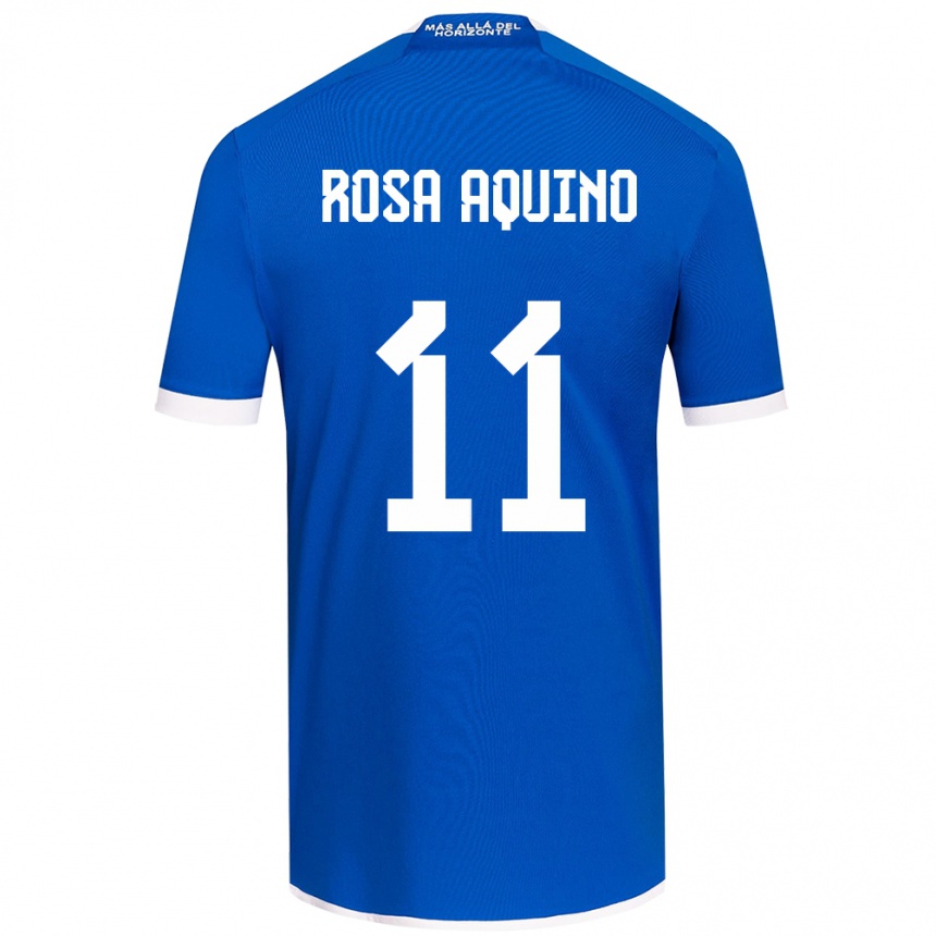 Kids Football Rosa Aquino #11 Blue White Home Jersey 2024/25 T-Shirt Nz