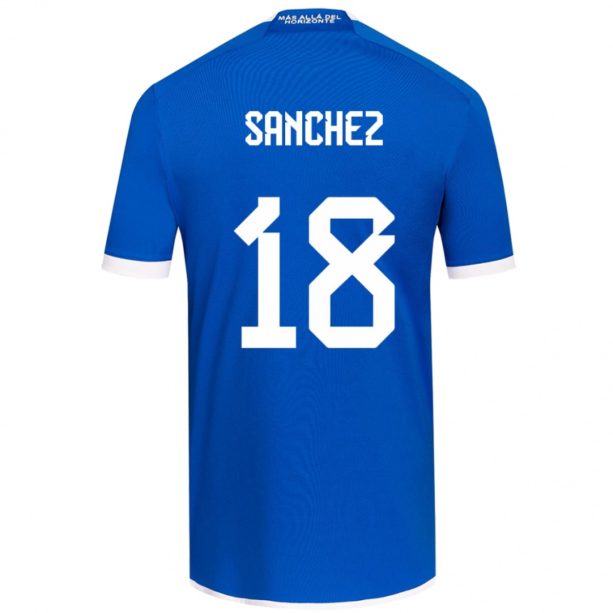 Kids Football Bárbara Sánchez #18 Blue White Home Jersey 2024/25 T-Shirt Nz