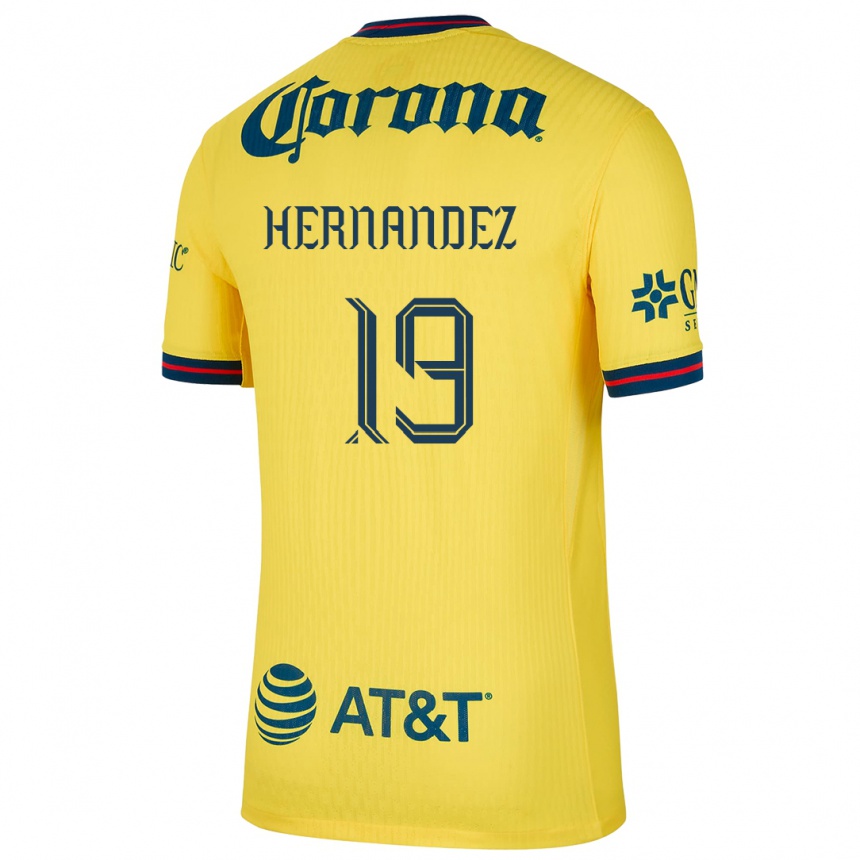 Kids Football Illian Hernández #19 Yellow Blue Home Jersey 2024/25 T-Shirt Nz