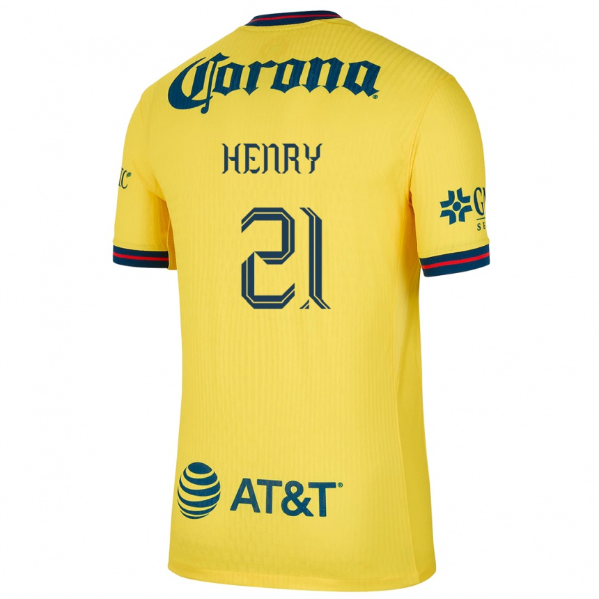 Kids Football Henry Martín #21 Yellow Blue Home Jersey 2024/25 T-Shirt Nz