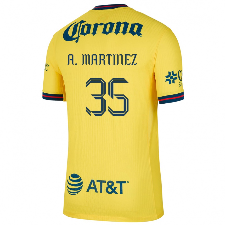 Kids Football Arturo Martínez #35 Yellow Blue Home Jersey 2024/25 T-Shirt Nz