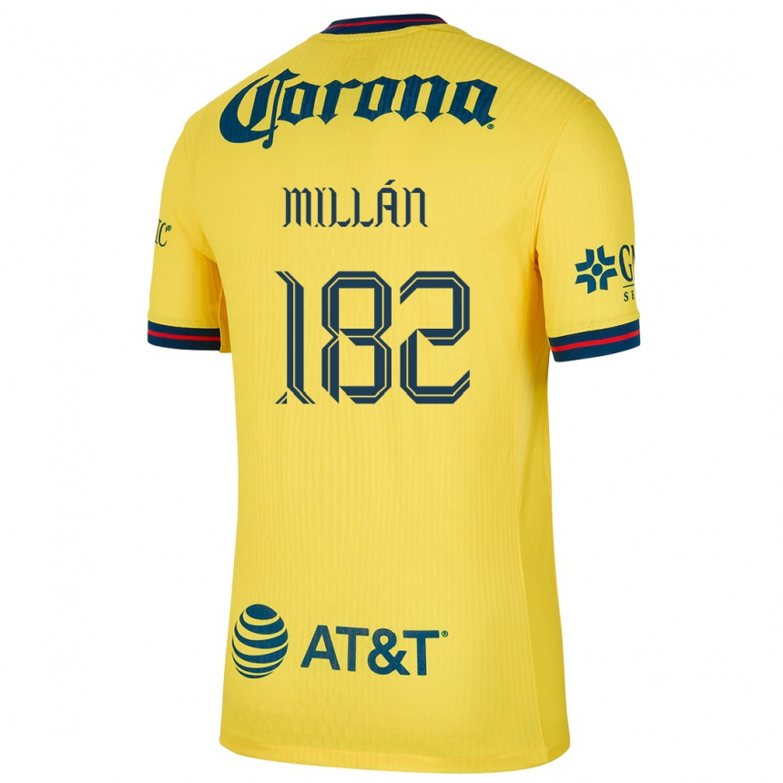 Kids Football Daniel Millán #182 Yellow Blue Home Jersey 2024/25 T-Shirt Nz