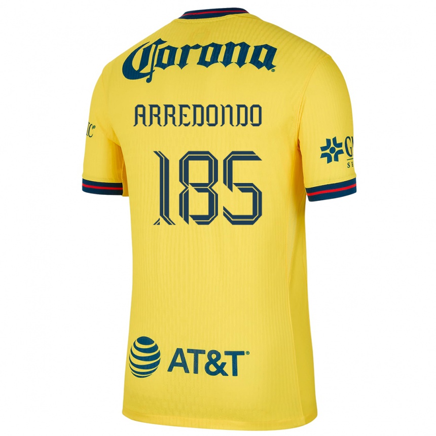 Kids Football Aarón Arredondo #185 Yellow Blue Home Jersey 2024/25 T-Shirt Nz