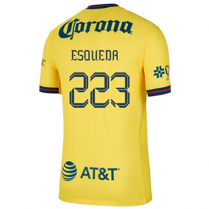 Kids Football Diego Esqueda #223 Yellow Blue Home Jersey 2024/25 T-Shirt Nz