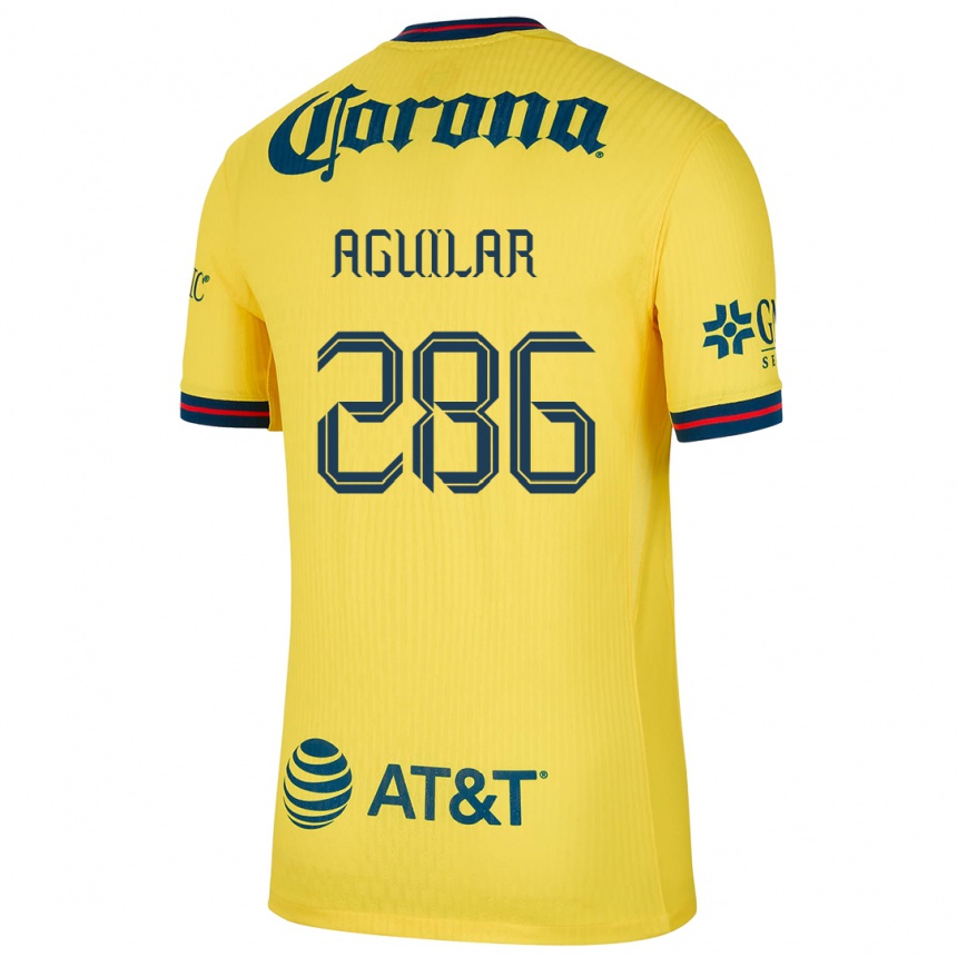 Kids Football Nicolás Aguilar #286 Yellow Blue Home Jersey 2024/25 T-Shirt Nz