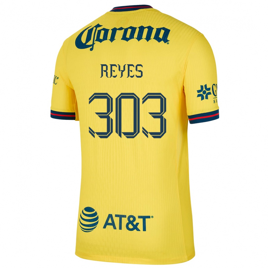 Kids Football Diego Reyes #303 Yellow Blue Home Jersey 2024/25 T-Shirt Nz