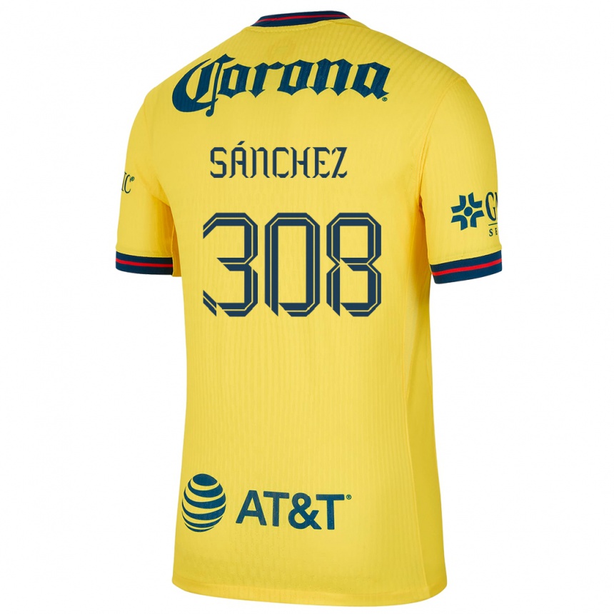 Kids Football Oswaldo Sánchez #308 Yellow Blue Home Jersey 2024/25 T-Shirt Nz