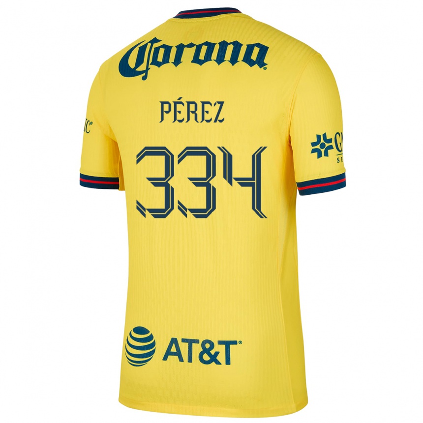 Kids Football Diego Pérez #334 Yellow Blue Home Jersey 2024/25 T-Shirt Nz