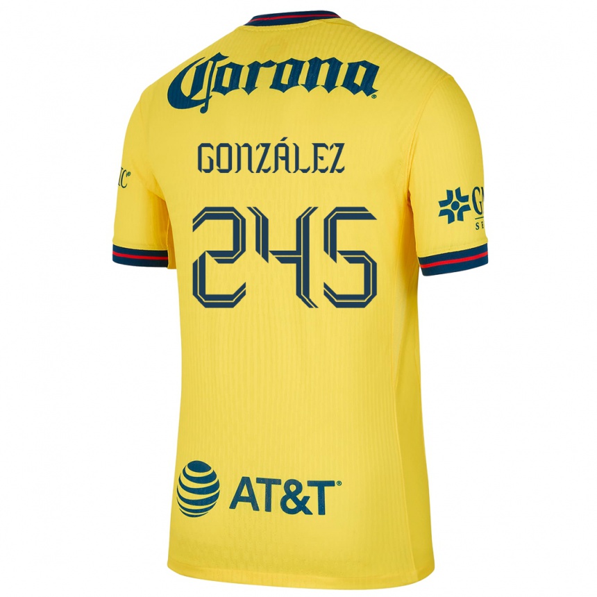 Kids Football Enrique González #245 Yellow Blue Home Jersey 2024/25 T-Shirt Nz