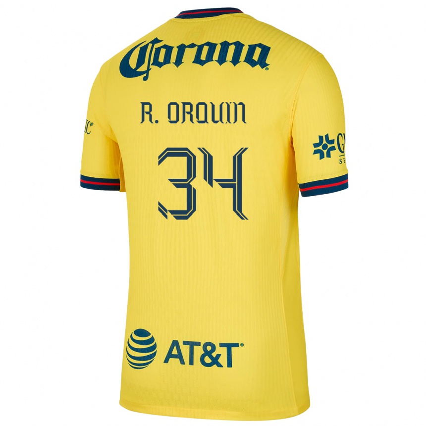 Kids Football Ralph Orquin #34 Yellow Blue Home Jersey 2024/25 T-Shirt Nz