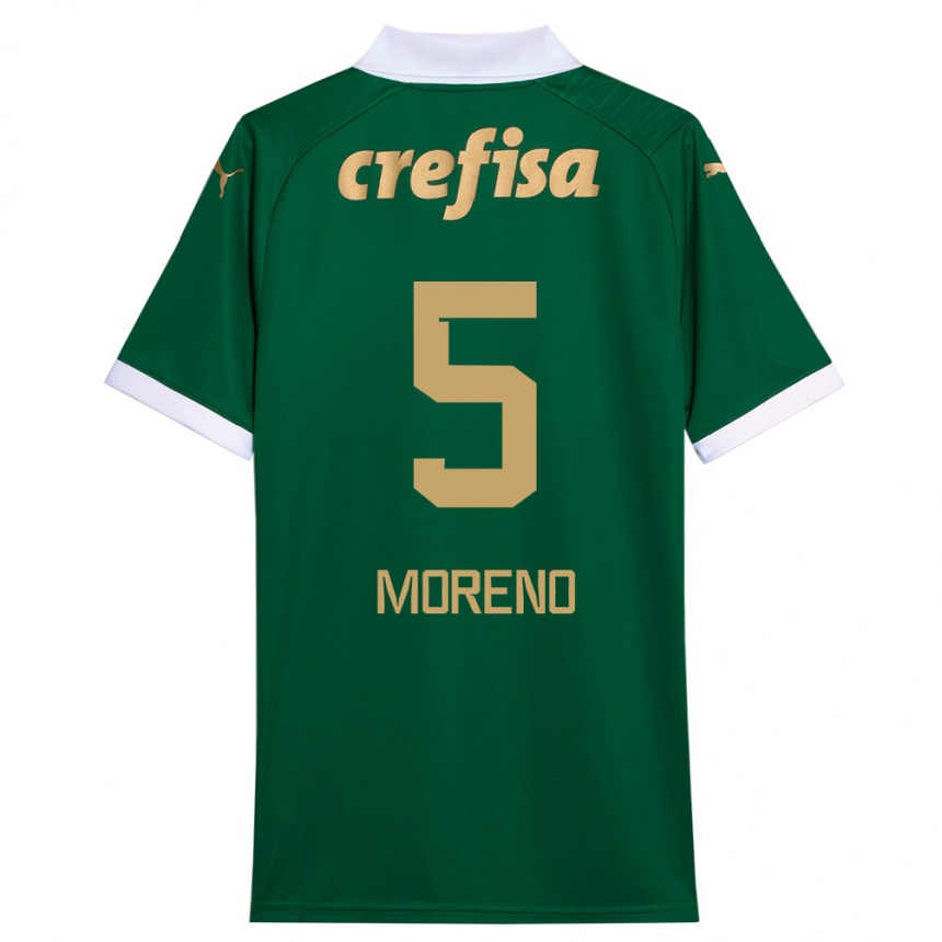 Kids Football Aníbal Moreno #5 Green White Home Jersey 2024/25 T-Shirt Nz