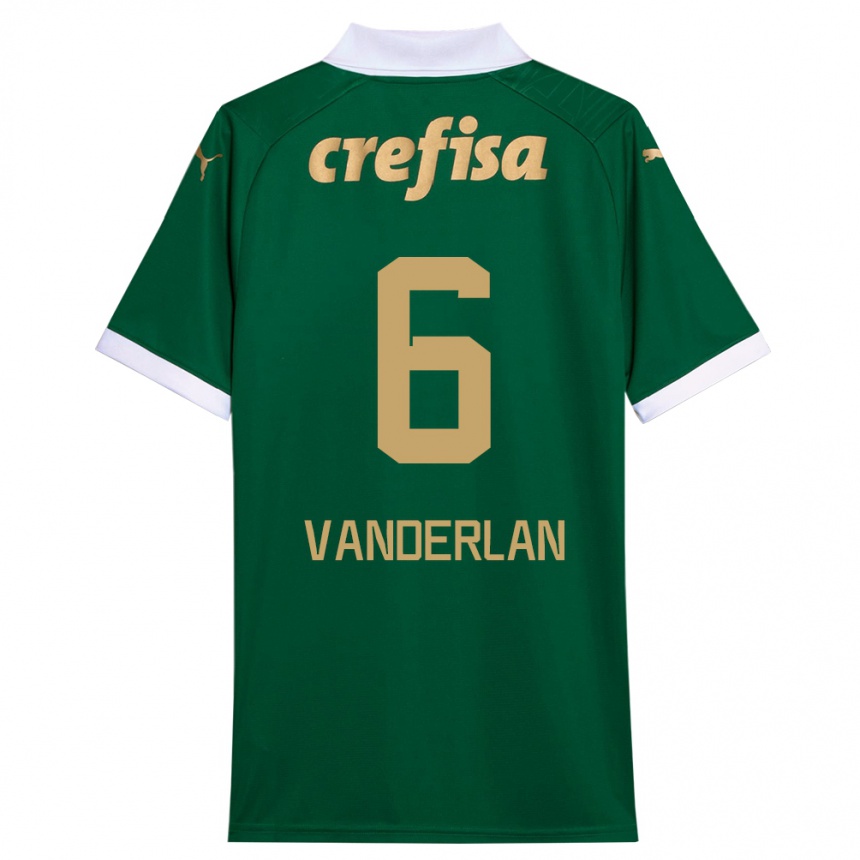 Kids Football Vanderlan #6 Green White Home Jersey 2024/25 T-Shirt Nz