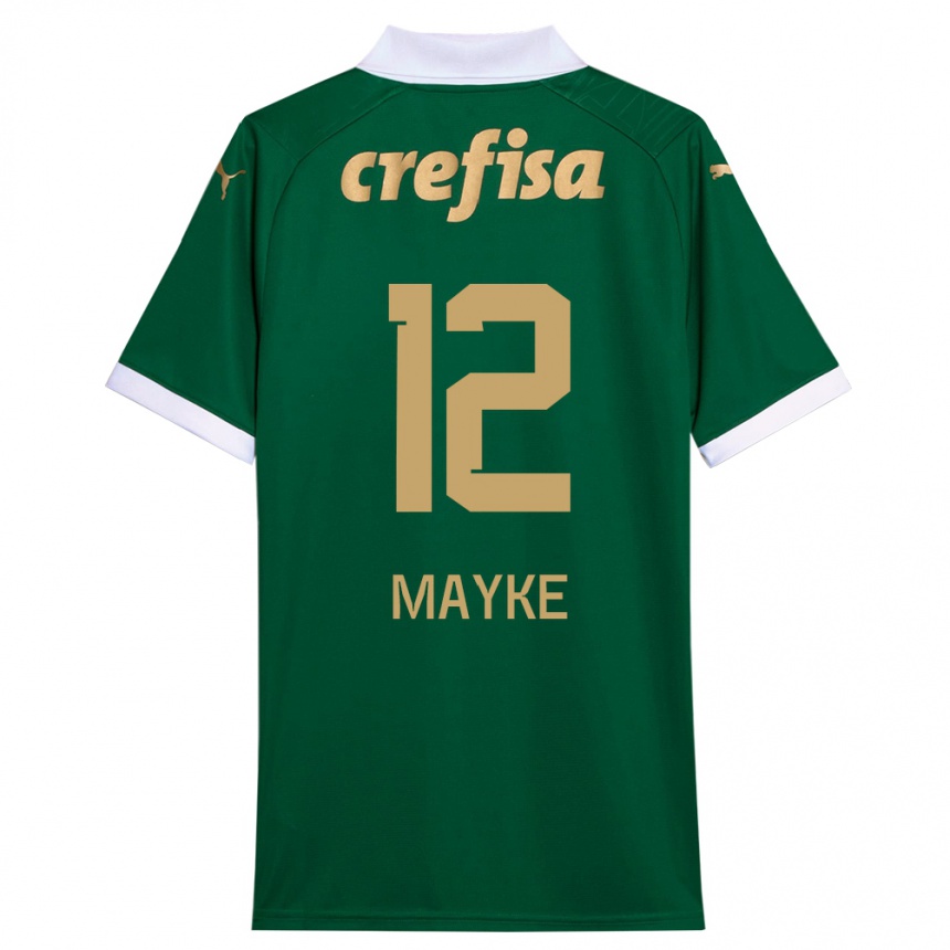 Kids Football Mayke #12 Green White Home Jersey 2024/25 T-Shirt Nz