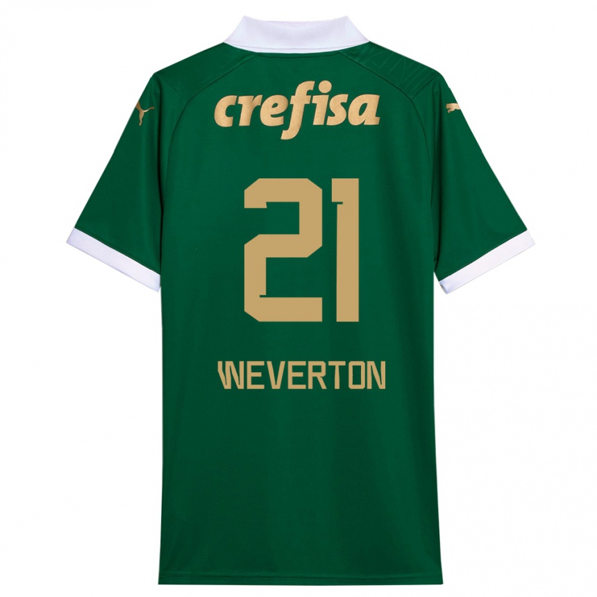 Kids Football Weverton #21 Green White Home Jersey 2024/25 T-Shirt Nz