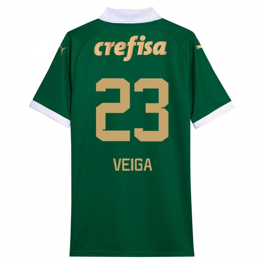 Kids Football Raphael Veiga #23 Green White Home Jersey 2024/25 T-Shirt Nz