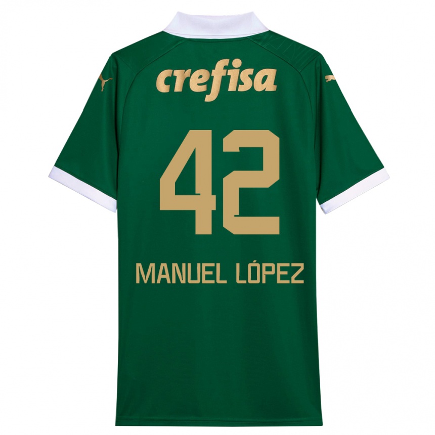 Kids Football José Manuel López #42 Green White Home Jersey 2024/25 T-Shirt Nz