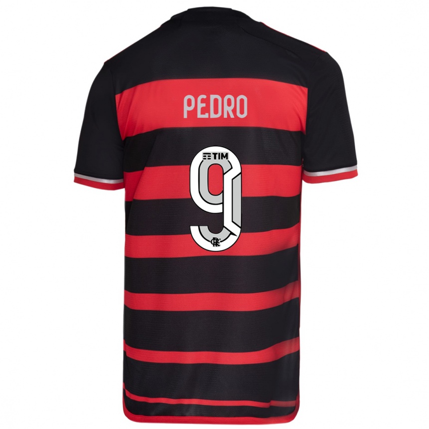 Kids Football Pedro #9 Red Black Home Jersey 2024/25 T-Shirt Nz