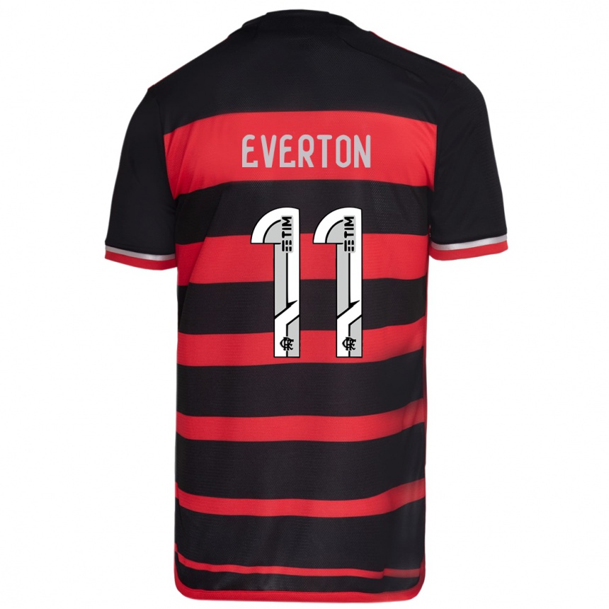 Kids Football Everton #11 Red Black Home Jersey 2024/25 T-Shirt Nz