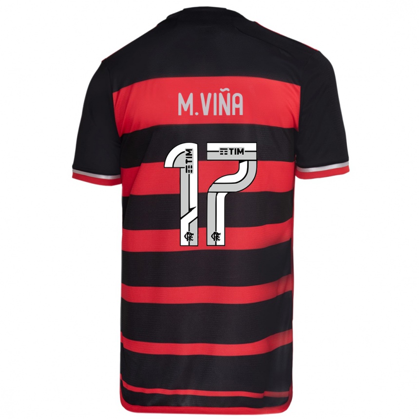 Kids Football Matias Vina #17 Red Black Home Jersey 2024/25 T-Shirt Nz