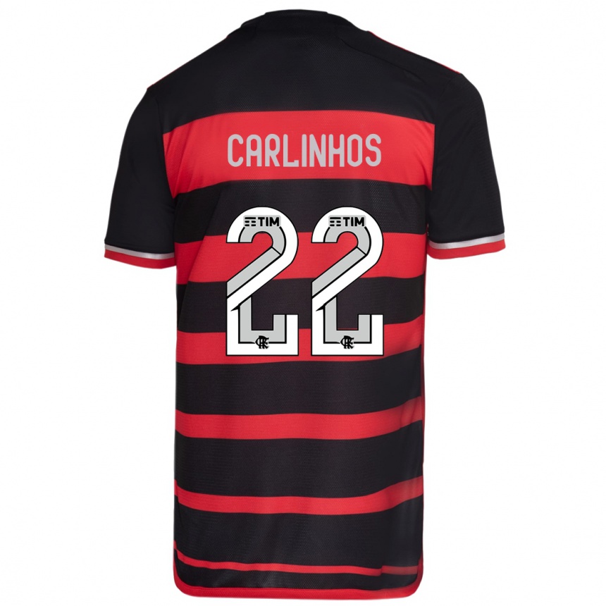 Kids Football Carlinhos #22 Red Black Home Jersey 2024/25 T-Shirt Nz