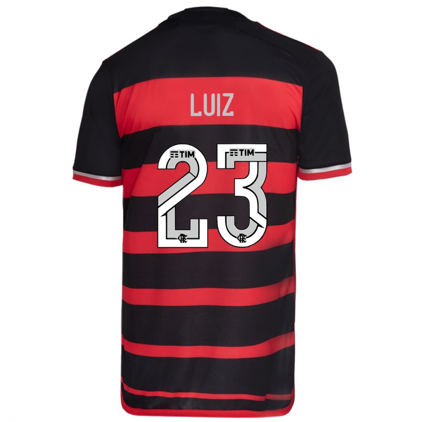 Kids Football David Luiz #23 Red Black Home Jersey 2024/25 T-Shirt Nz