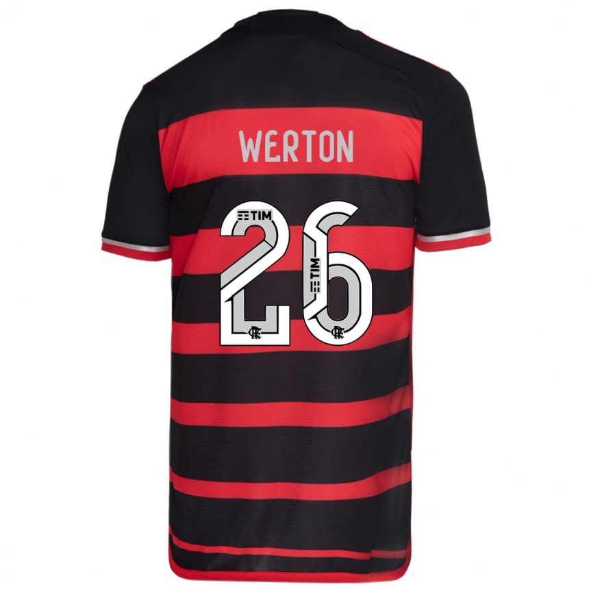 Kids Football Werton #26 Red Black Home Jersey 2024/25 T-Shirt Nz