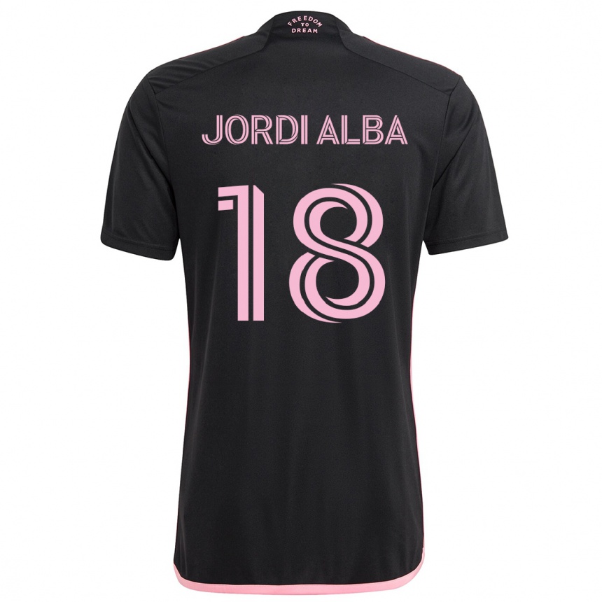 Kids Football Jordi Alba #18 Black Away Jersey 2024/25 T-Shirt Nz