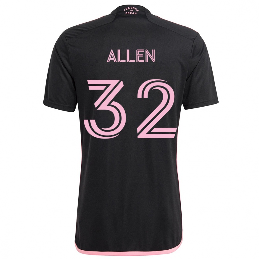 Kids Football Noah Allen #32 Black Away Jersey 2024/25 T-Shirt Nz