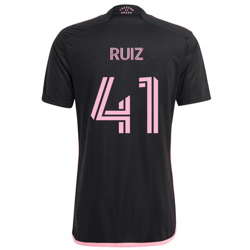 Kids Football David Ruíz #41 Black Away Jersey 2024/25 T-Shirt Nz