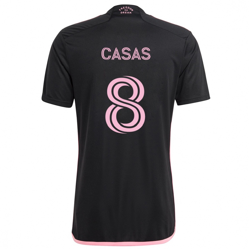 Kids Football Pep Casas #8 Black Away Jersey 2024/25 T-Shirt Nz