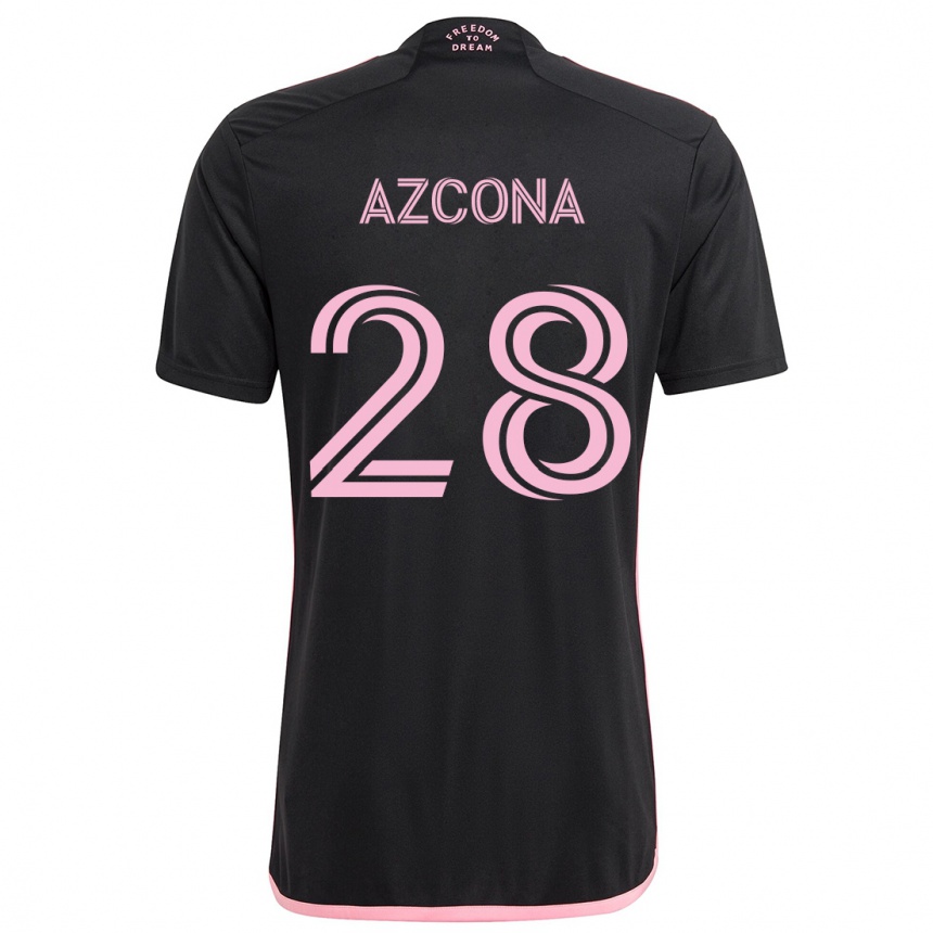 Kids Football Edison Azcona #28 Black Away Jersey 2024/25 T-Shirt Nz