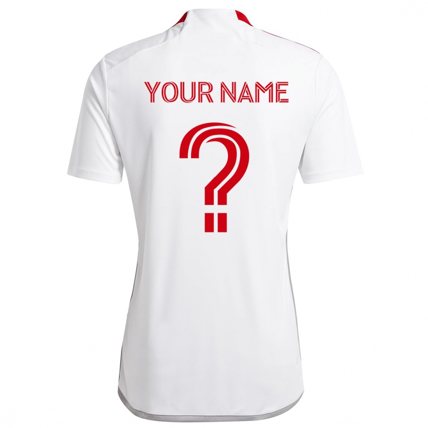 Kids Football Your Name #0 White Red Away Jersey 2024/25 T-Shirt Nz