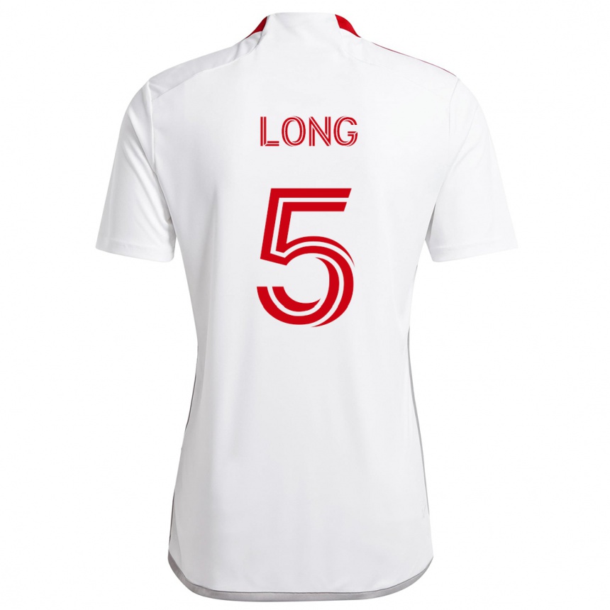 Kids Football Kevin Long #5 White Red Away Jersey 2024/25 T-Shirt Nz