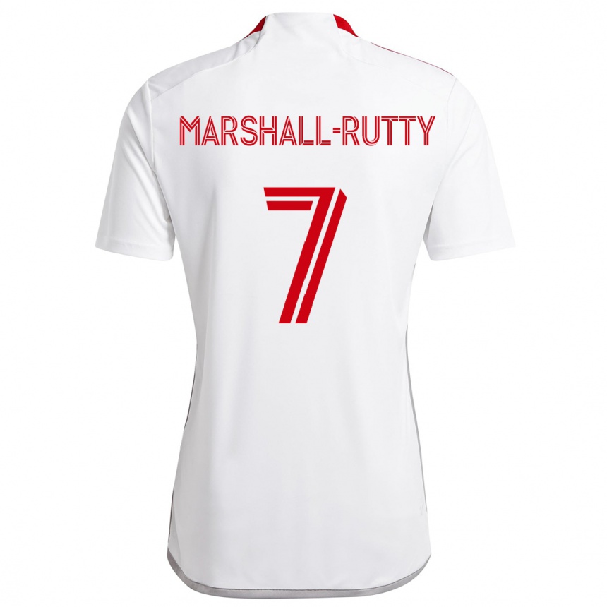 Kids Football Jahkeele Marshall-Rutty #7 White Red Away Jersey 2024/25 T-Shirt Nz