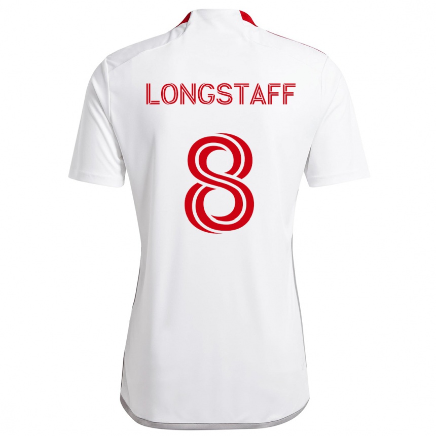 Kids Football Matty Longstaff #8 White Red Away Jersey 2024/25 T-Shirt Nz