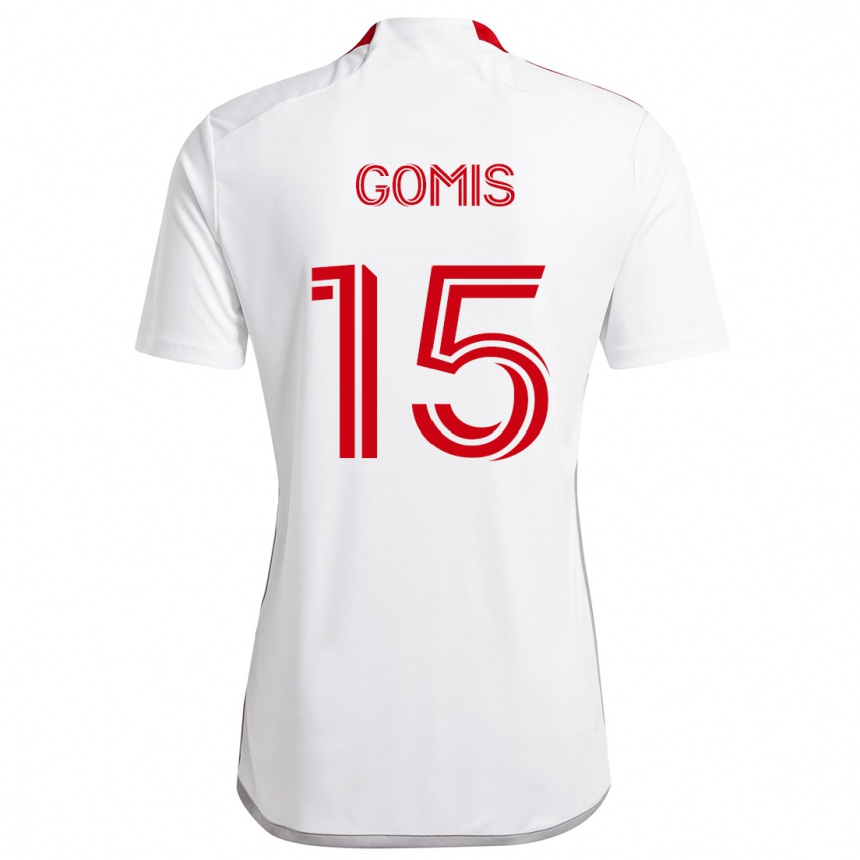 Kids Football Nicksoen Gomis #15 White Red Away Jersey 2024/25 T-Shirt Nz