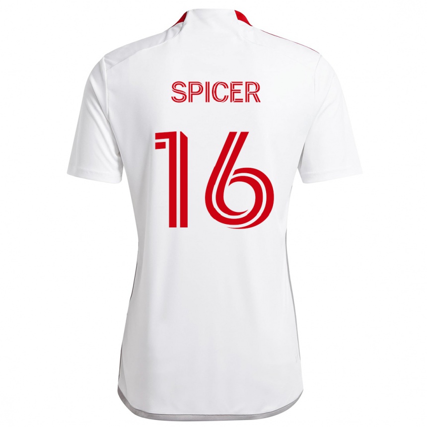 Kids Football Tyrese Spicer #16 White Red Away Jersey 2024/25 T-Shirt Nz