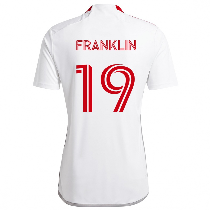 Kids Football Kobe Franklin #19 White Red Away Jersey 2024/25 T-Shirt Nz