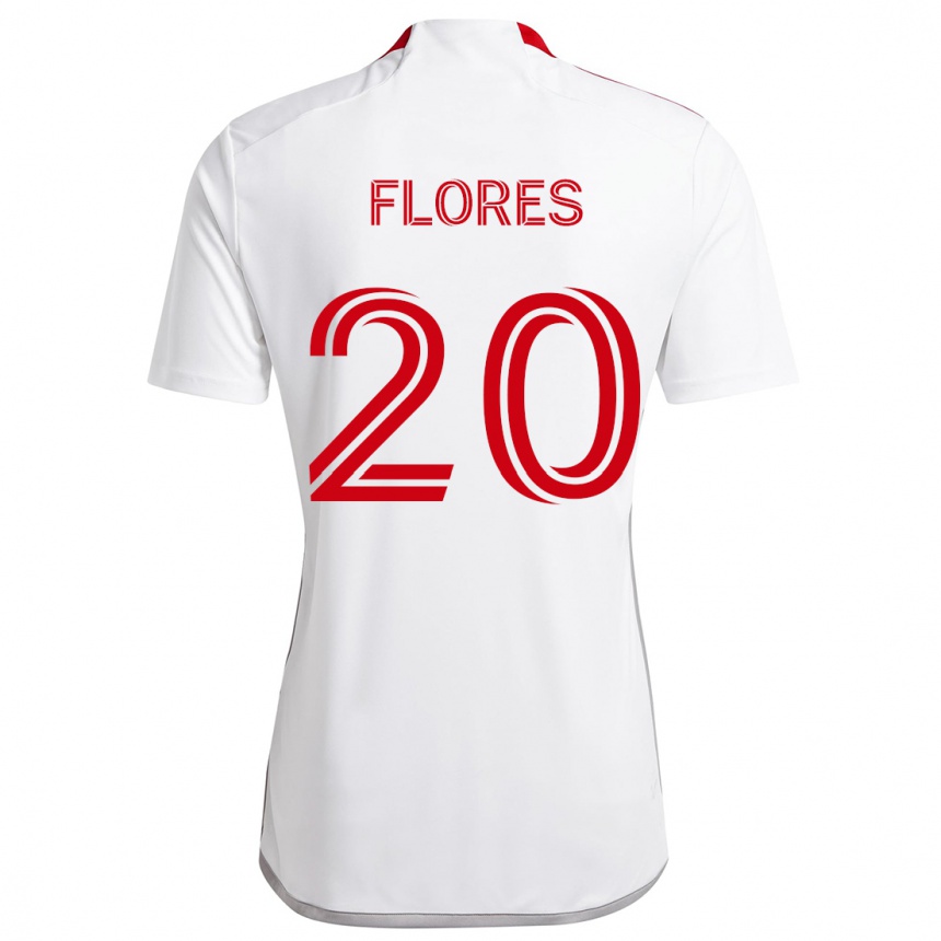 Kids Football Deybi Flores #20 White Red Away Jersey 2024/25 T-Shirt Nz