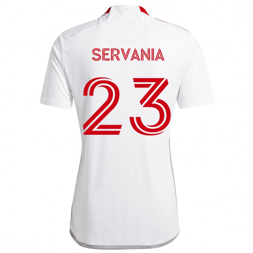 Kids Football Brandon Servania #23 White Red Away Jersey 2024/25 T-Shirt Nz