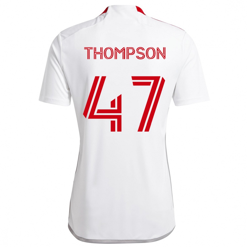 Kids Football Kosi Thompson #47 White Red Away Jersey 2024/25 T-Shirt Nz