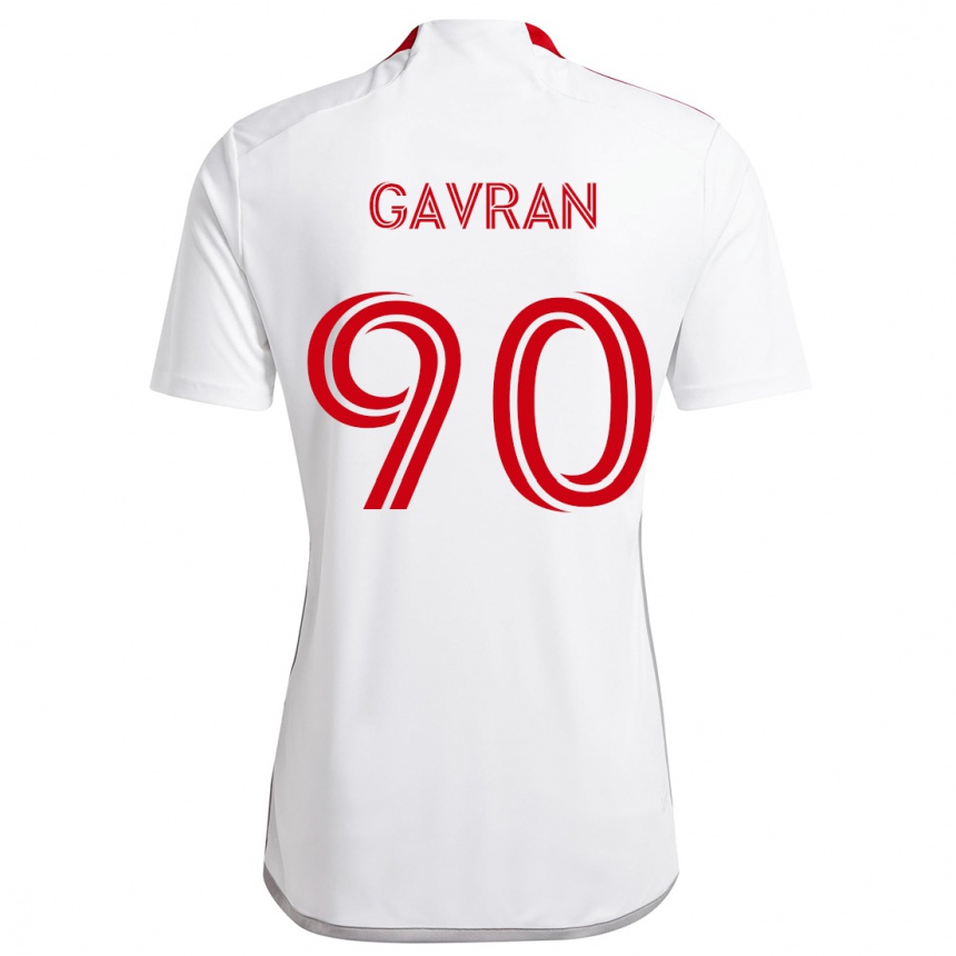 Kids Football Luka Gavran #90 White Red Away Jersey 2024/25 T-Shirt Nz