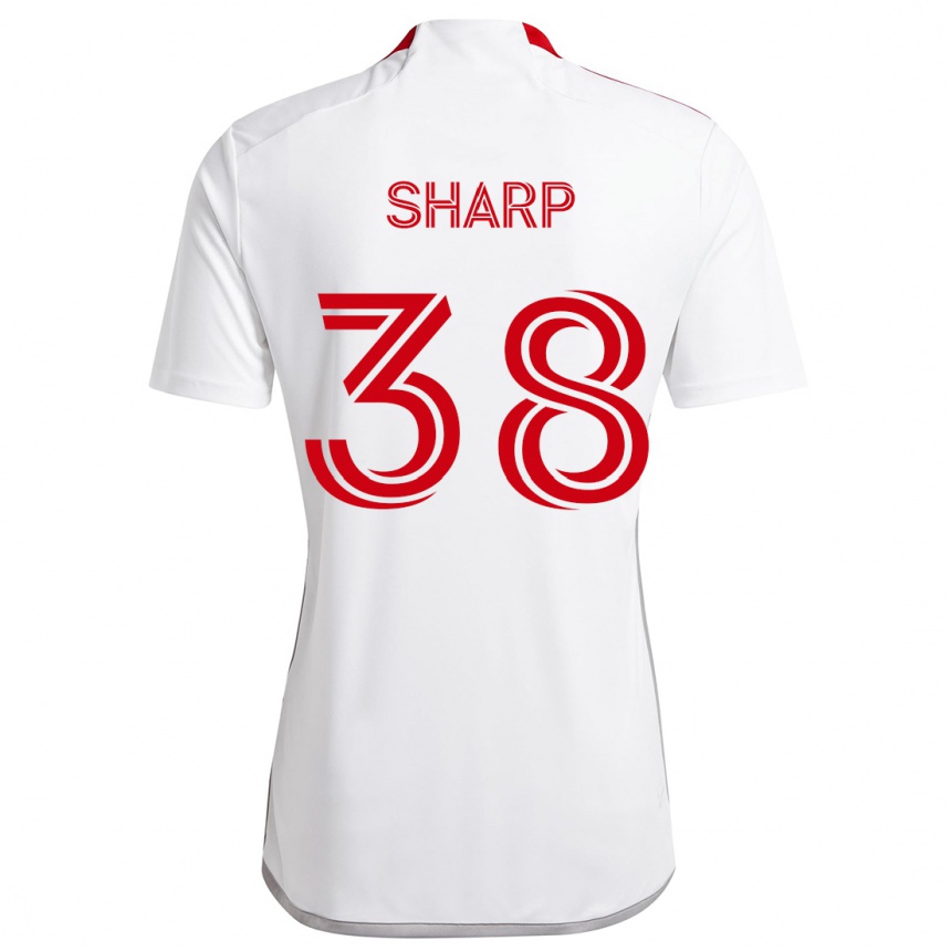 Kids Football Charlie Sharp #38 White Red Away Jersey 2024/25 T-Shirt Nz