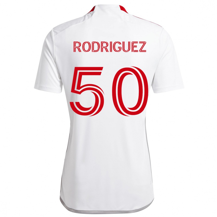 Kids Football Abraham Rodriguez #50 White Red Away Jersey 2024/25 T-Shirt Nz