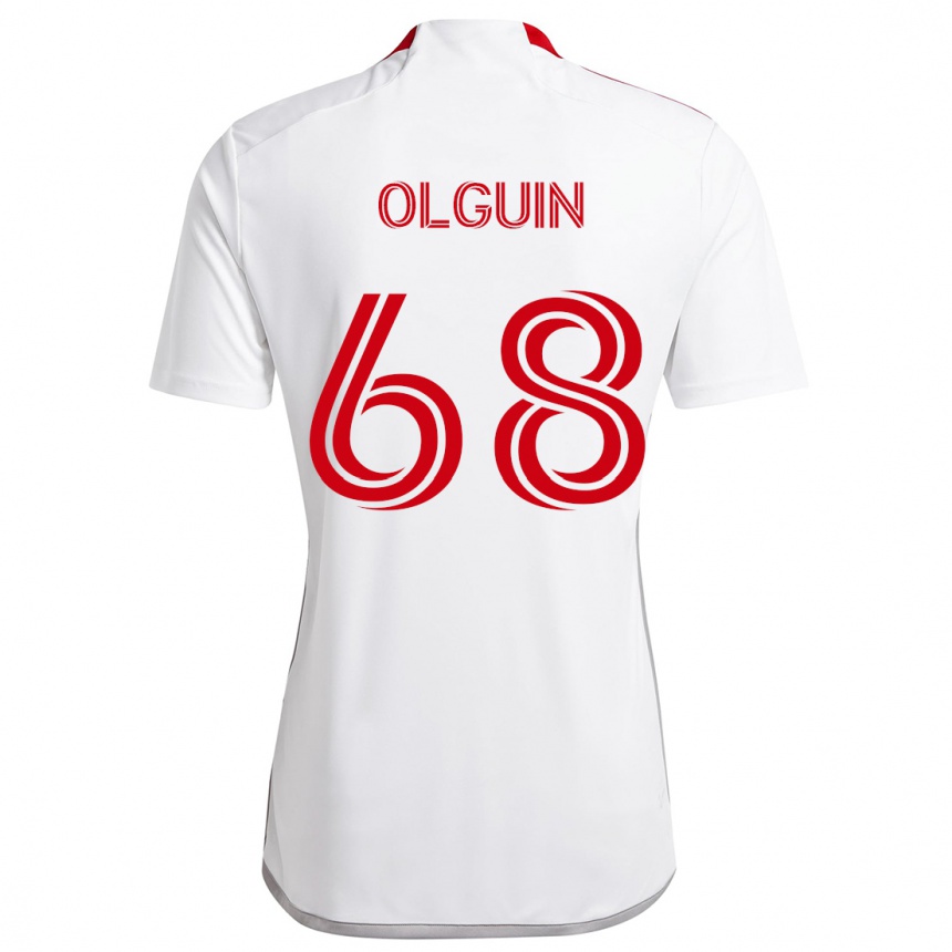 Kids Football Lucas Olguin #68 White Red Away Jersey 2024/25 T-Shirt Nz