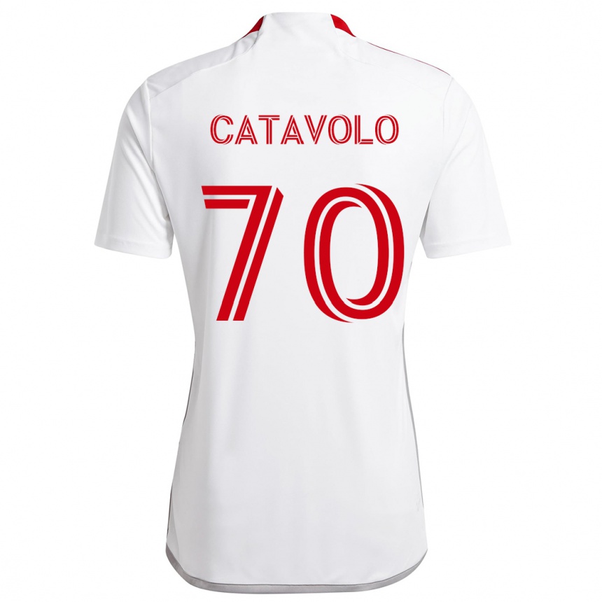 Kids Football Matthew Catavolo #70 White Red Away Jersey 2024/25 T-Shirt Nz